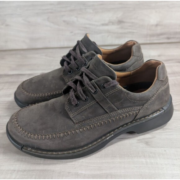 Ecco Fusion II Moc Cocoa Brown Leather Lace Up Mens Shoes Size10 - Picture 1 of 11